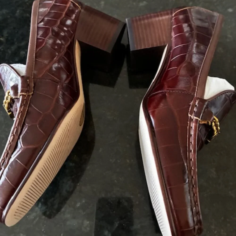 Lauren Ralph Lauren Womens Winslet Crocodile-Embossed Leather Pump - SZ 7 NEW; - Picture 2 of 8